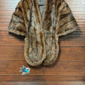 Vintage Mink Fur Stole Shoulder Wrap Womens Small to Medium Brown Shawl Used